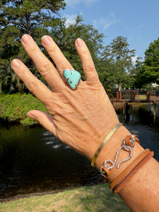 Leather bracelet layered.