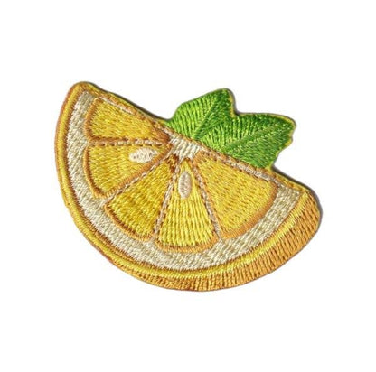 Lemon wedge embroidered iron-on patch