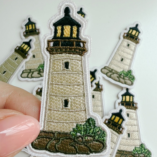 Lighthouse iron-on patch for tote bags, 2.5 inches