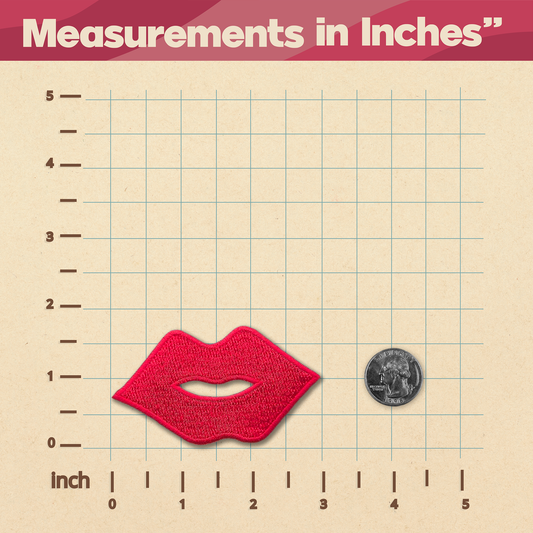 Retro lips patch, 1 5/8 x 3 inches