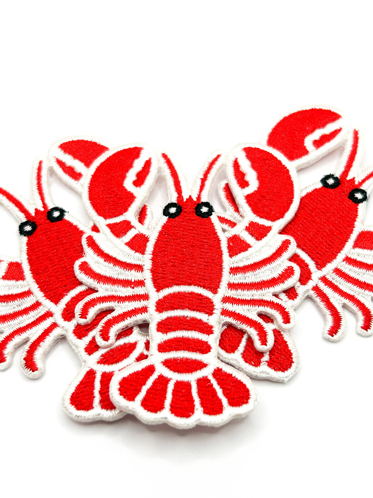 Red lobster patches with iron-on backing, iron or sew on