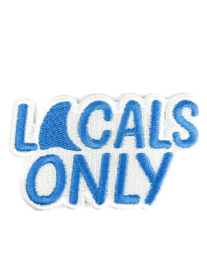 Locals Only shark fin embroidered iron-on patch, view 2