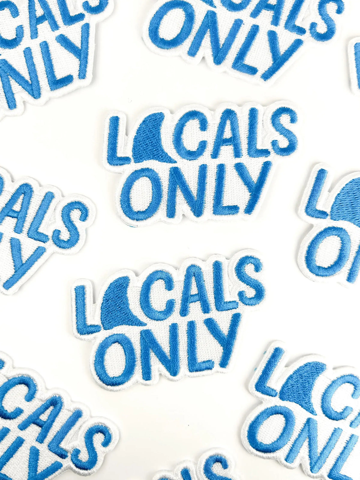 Locals Only shark fin embroidered iron-on patch, view 4