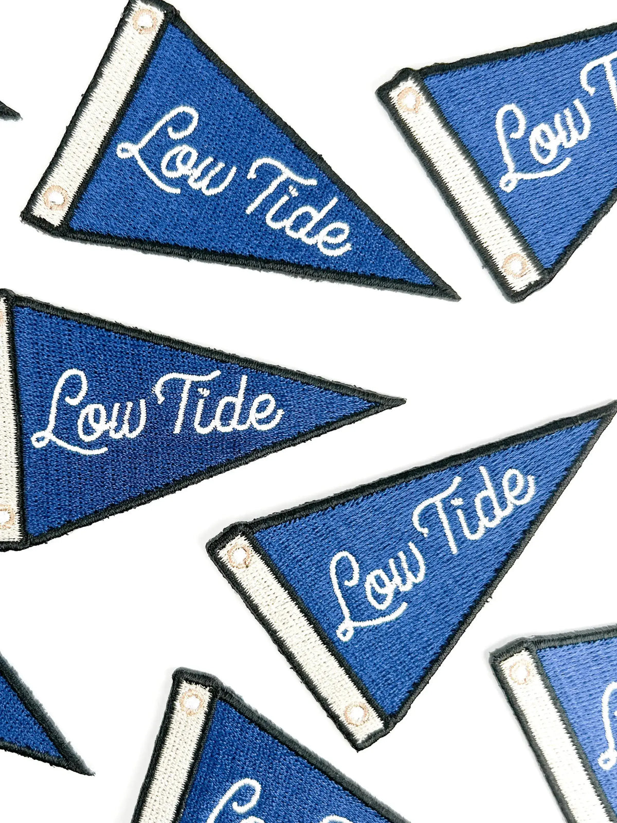 Blue nautical pennant patches with iron-on backing, iron or sew on