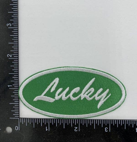 Lucky oval patch, 3.5 x 1.75 inches