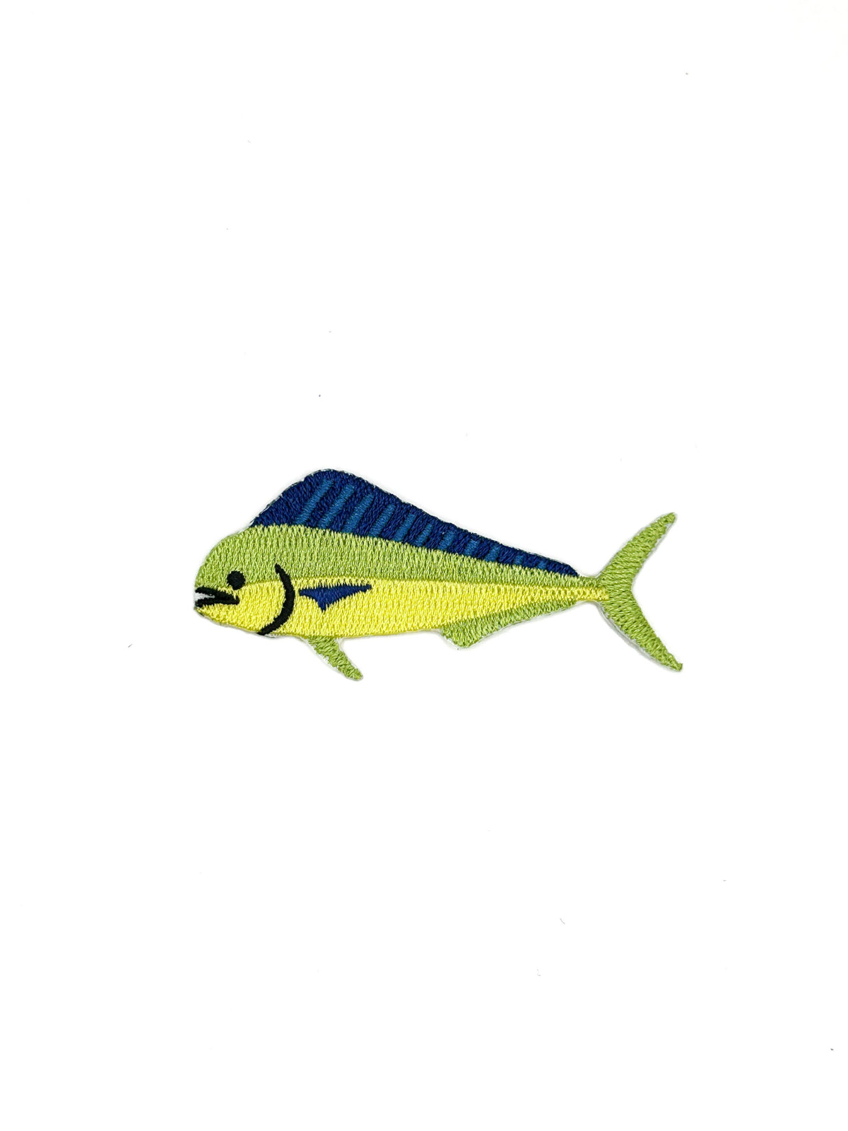 Bright green mahi mahi patch, 1.25 x 2.5 inches