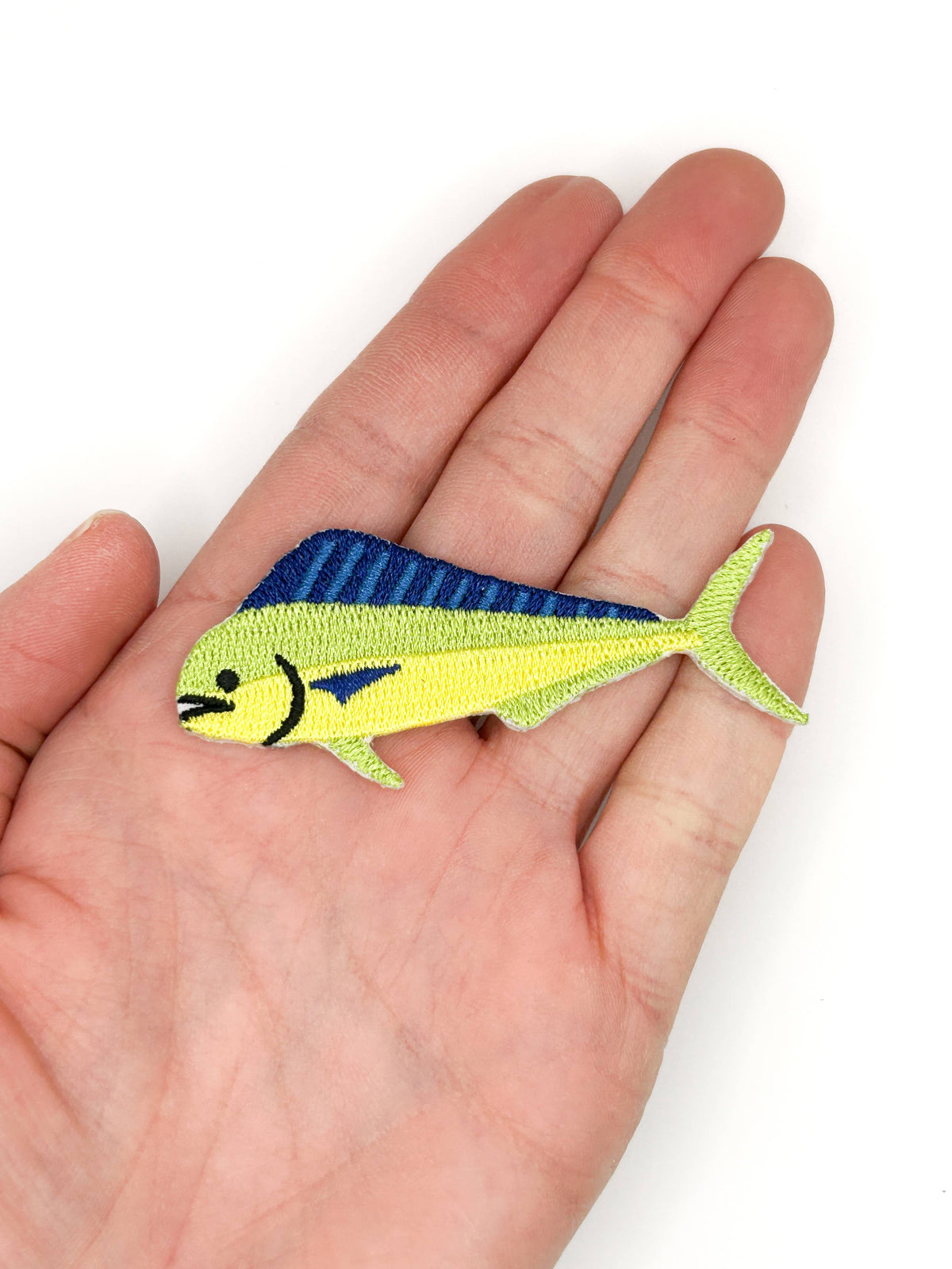 Mahi mahi fishing iron-on patch for boat and beach bags