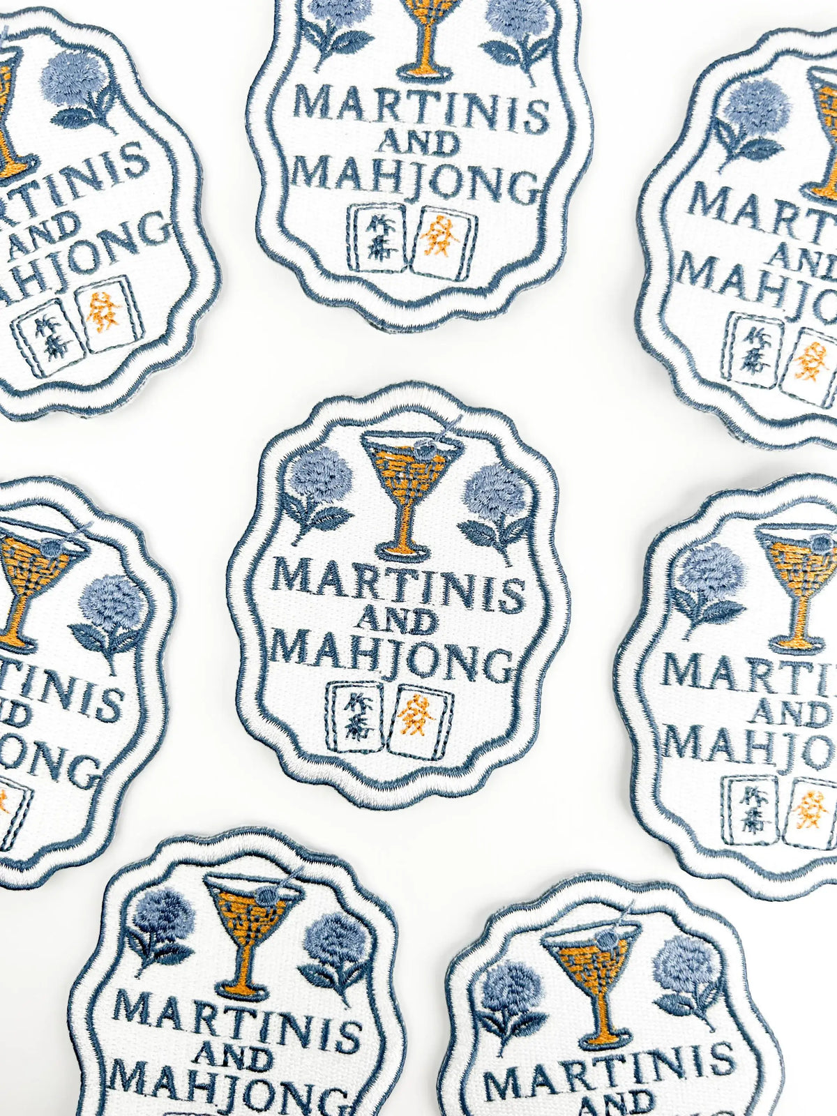 Martinis and Mahjong embroidered iron-on patch, view 4