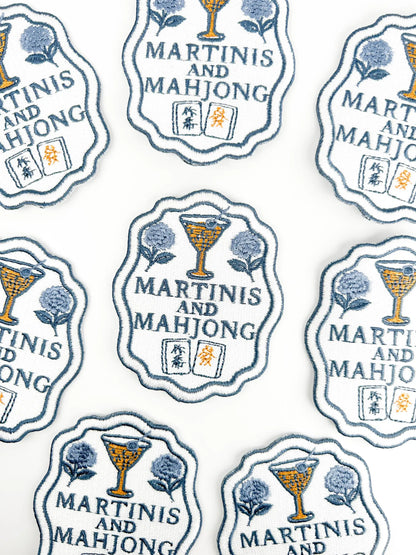 Martinis and Mahjong embroidered iron-on patch, view 4