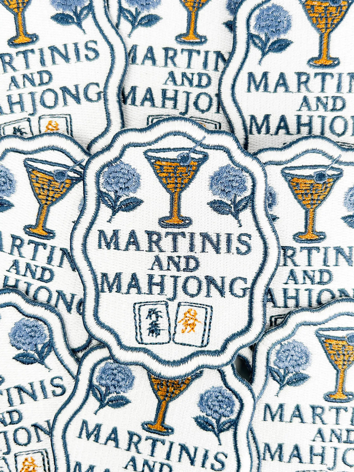 Martinis and Mahjong embroidered iron-on patch, view 5
