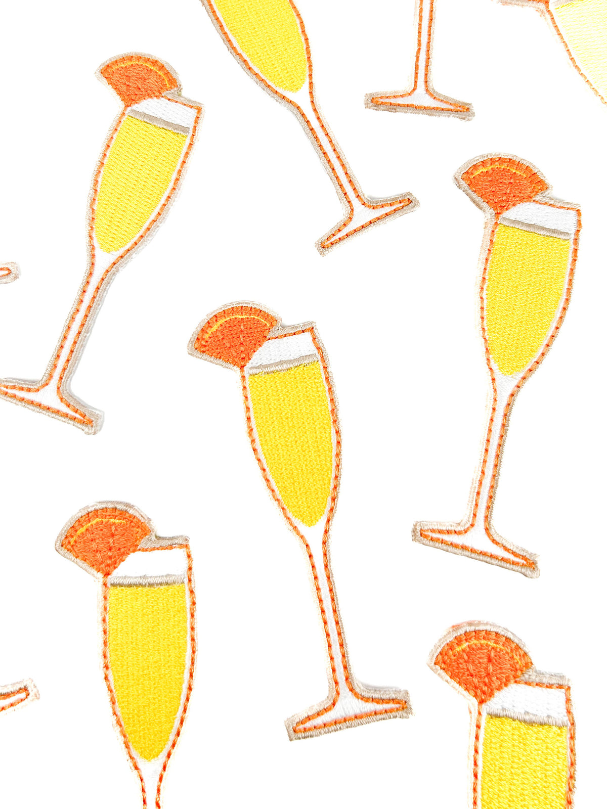 Mimosa champagne glass embroidered iron-on patch, view 3