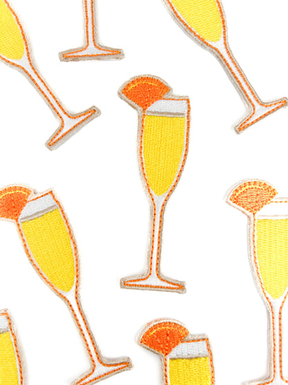 Mimosa champagne glass embroidered iron-on patch, view 4