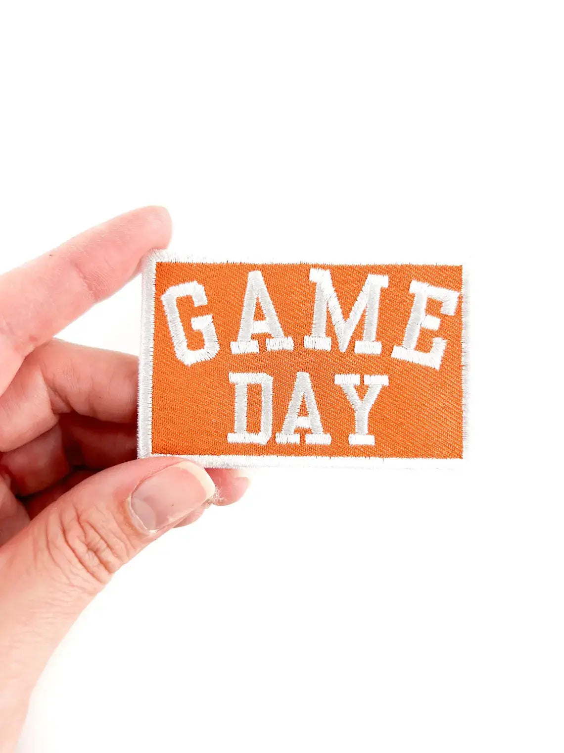 Orange Game Day Embroidered Iron On Football Patch