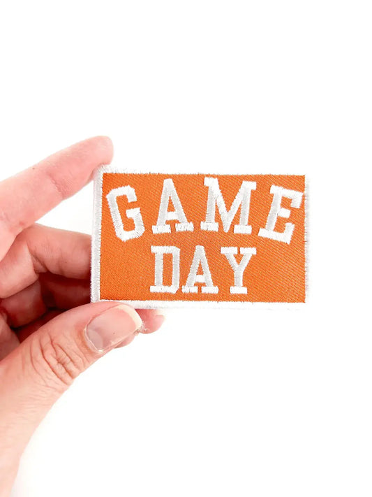 Orange Game Day Embroidered Iron On Football Patch