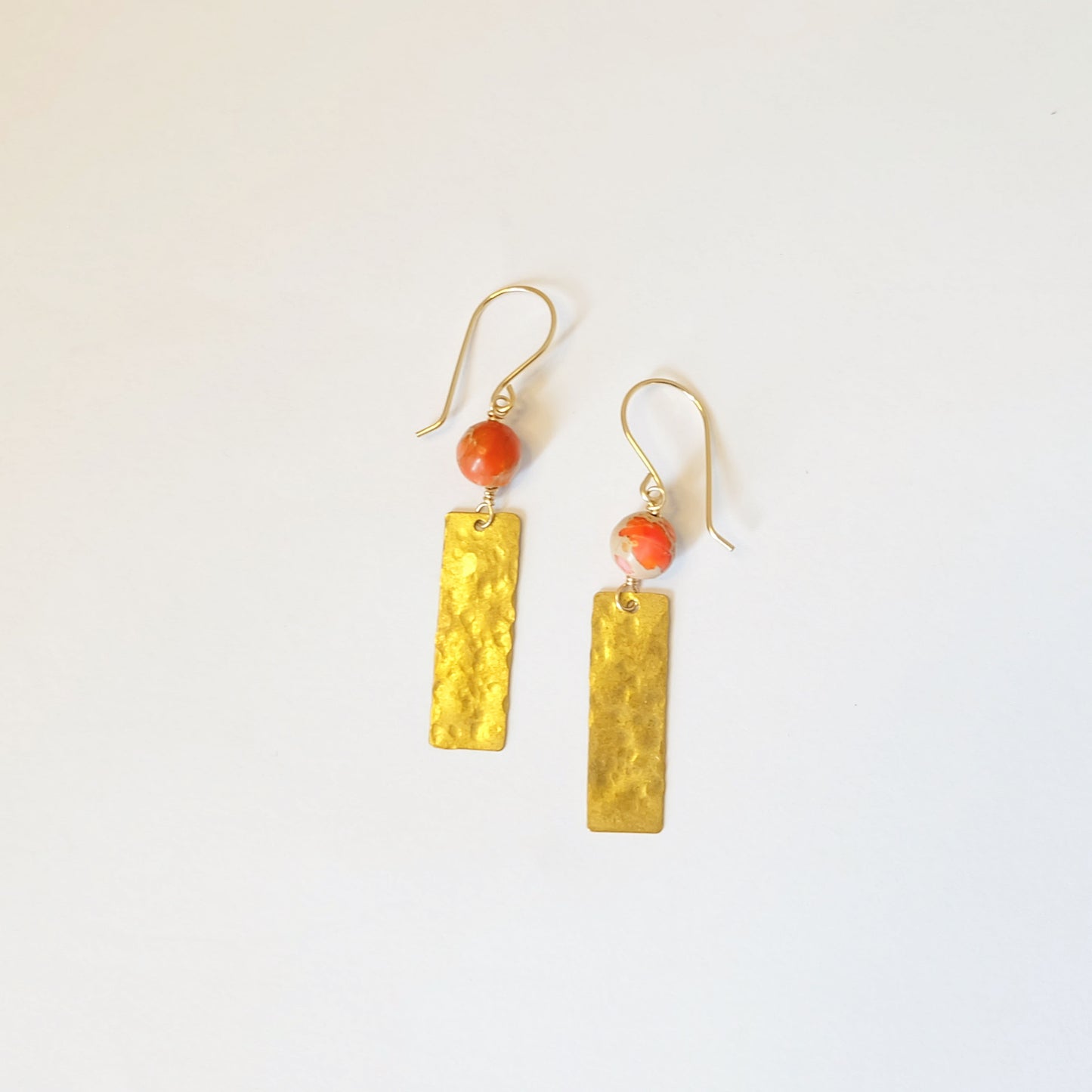 orange jasper hammered earrings