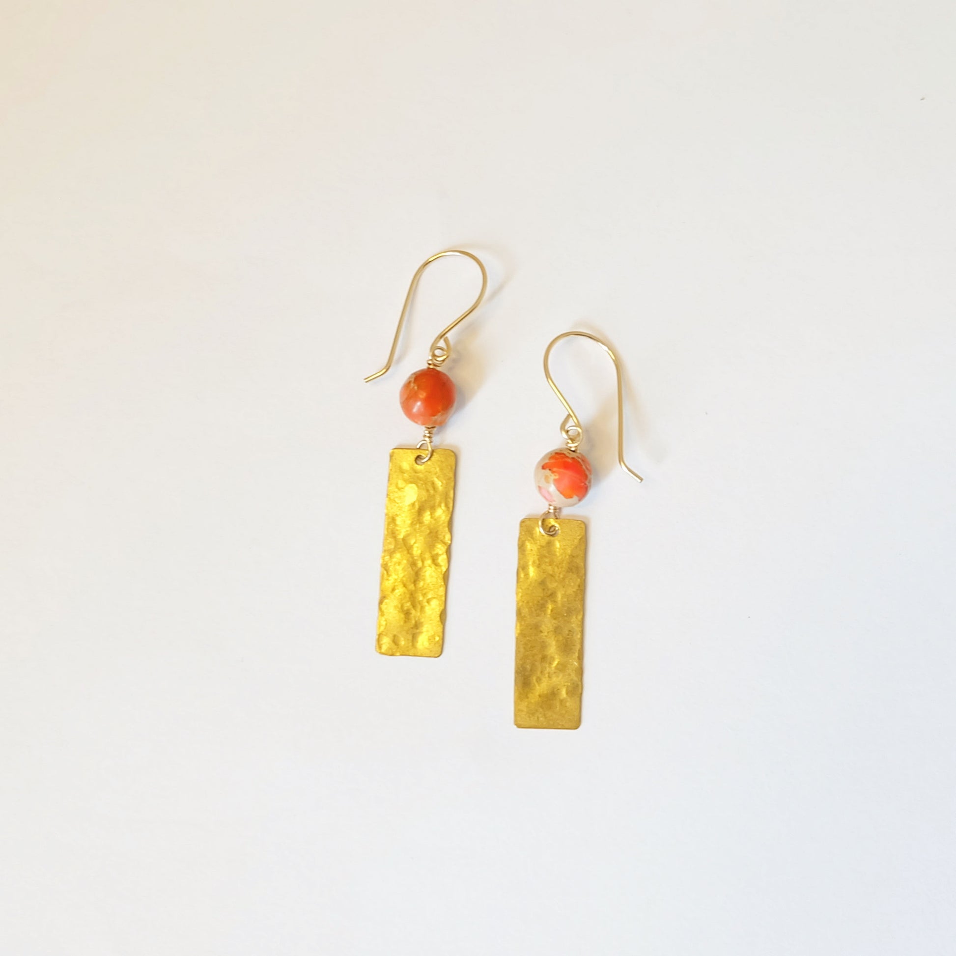 orange jasper hammered earrings