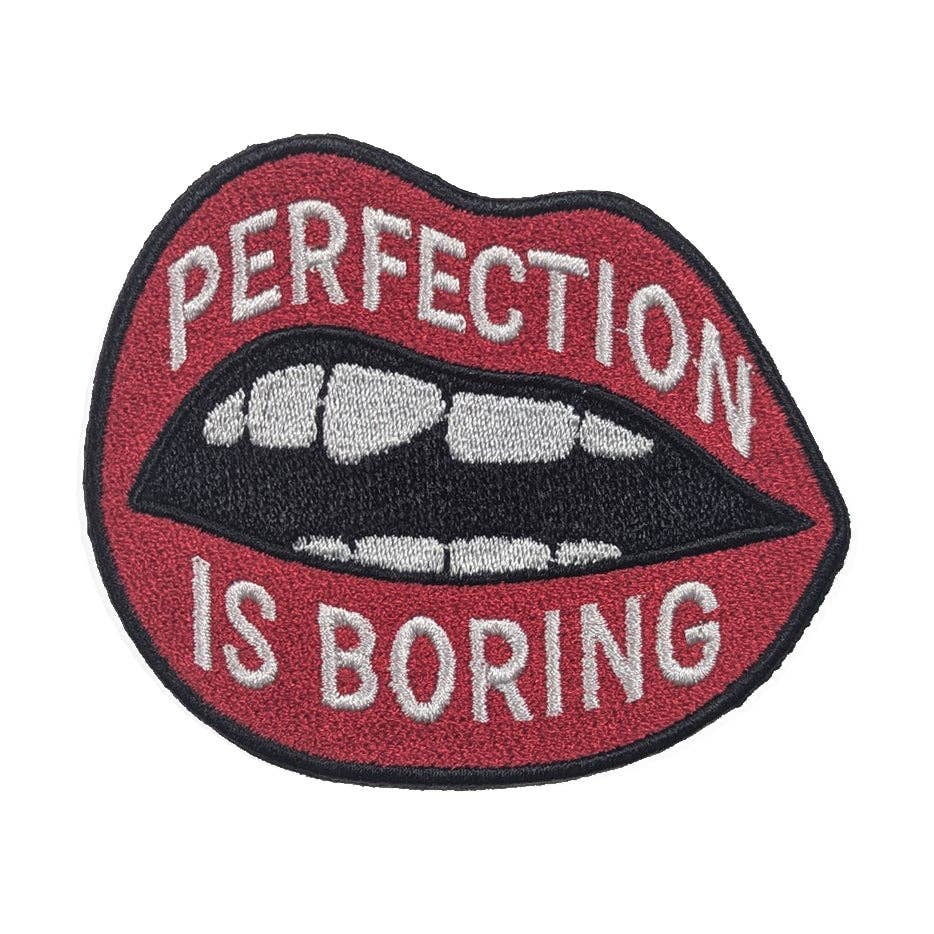 Perfection Is Boring embroidered iron-on patch