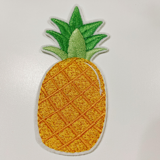Tropical pineapple embroidered patch, 3.5 inches