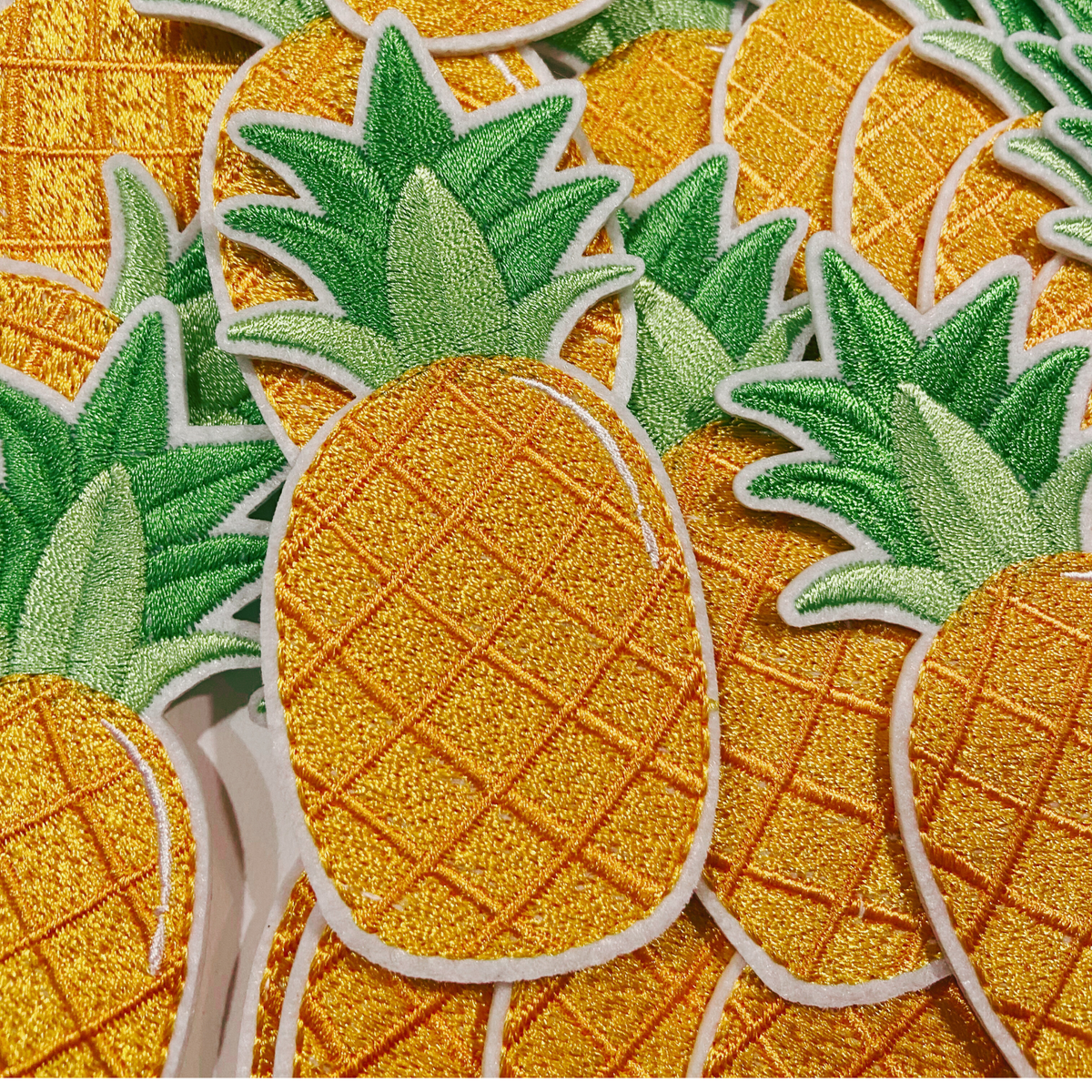 Pineapple embroidered iron-on patch