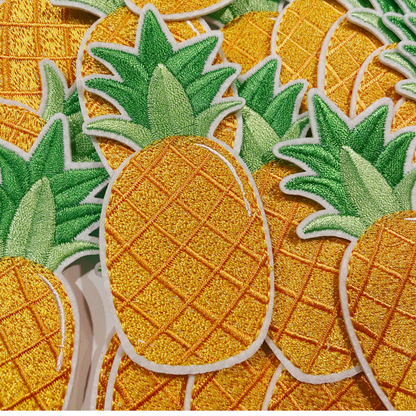 Pineapple embroidered iron-on patch