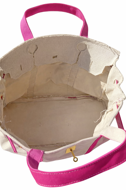 Pink Boatkin bag interior on a white background