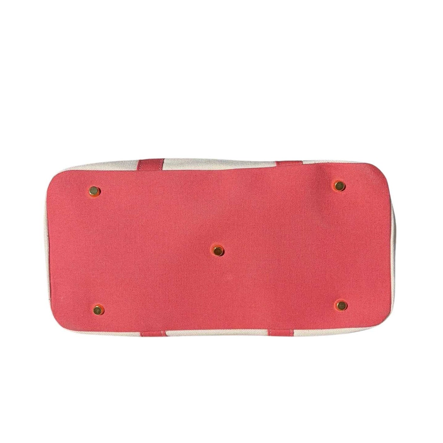 Pink Boatkin tote bottom with gold feed