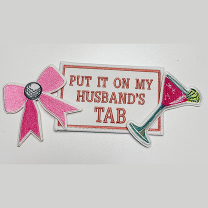 Pink cocktail embroidered iron-on patch, view 3