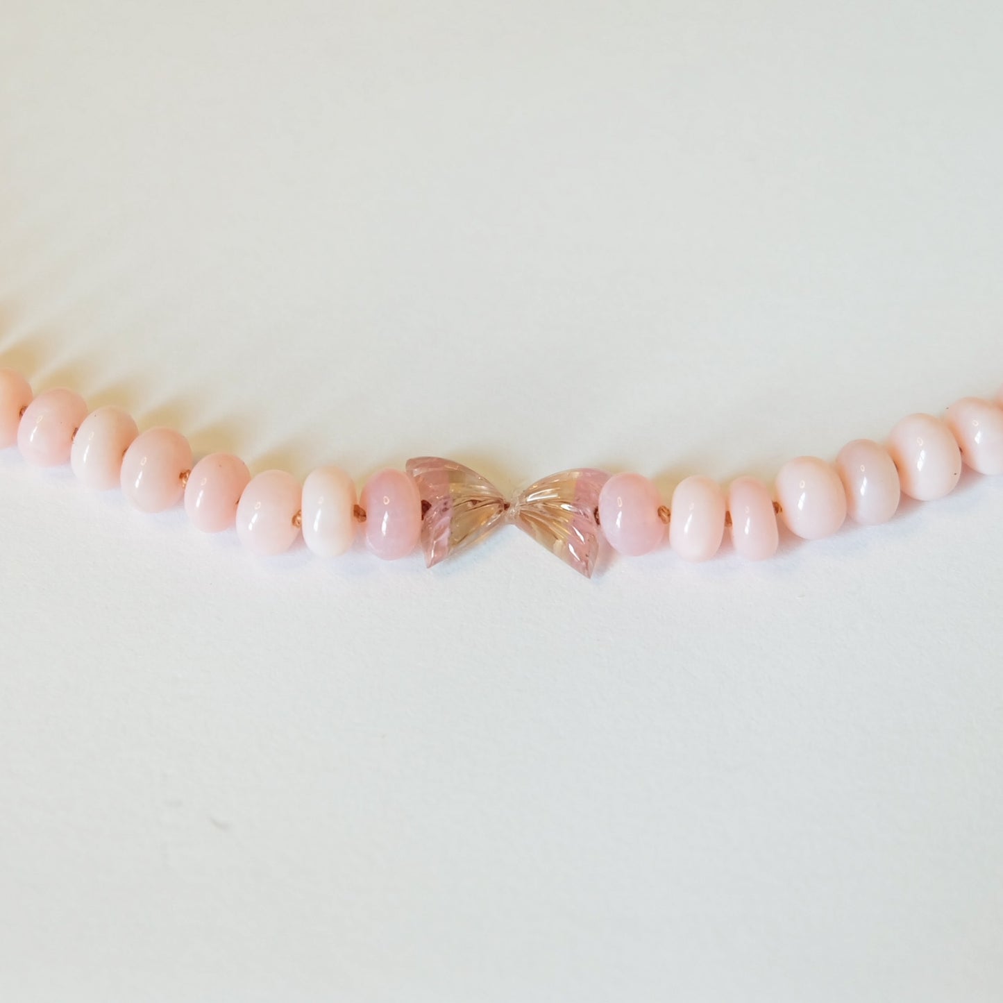 pink opal necklace-14K gold