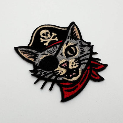 Pirate cat iron-on patch, view 2