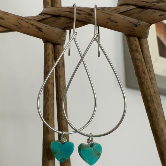 Turquoise Heart Earrings-Teardrop Earring