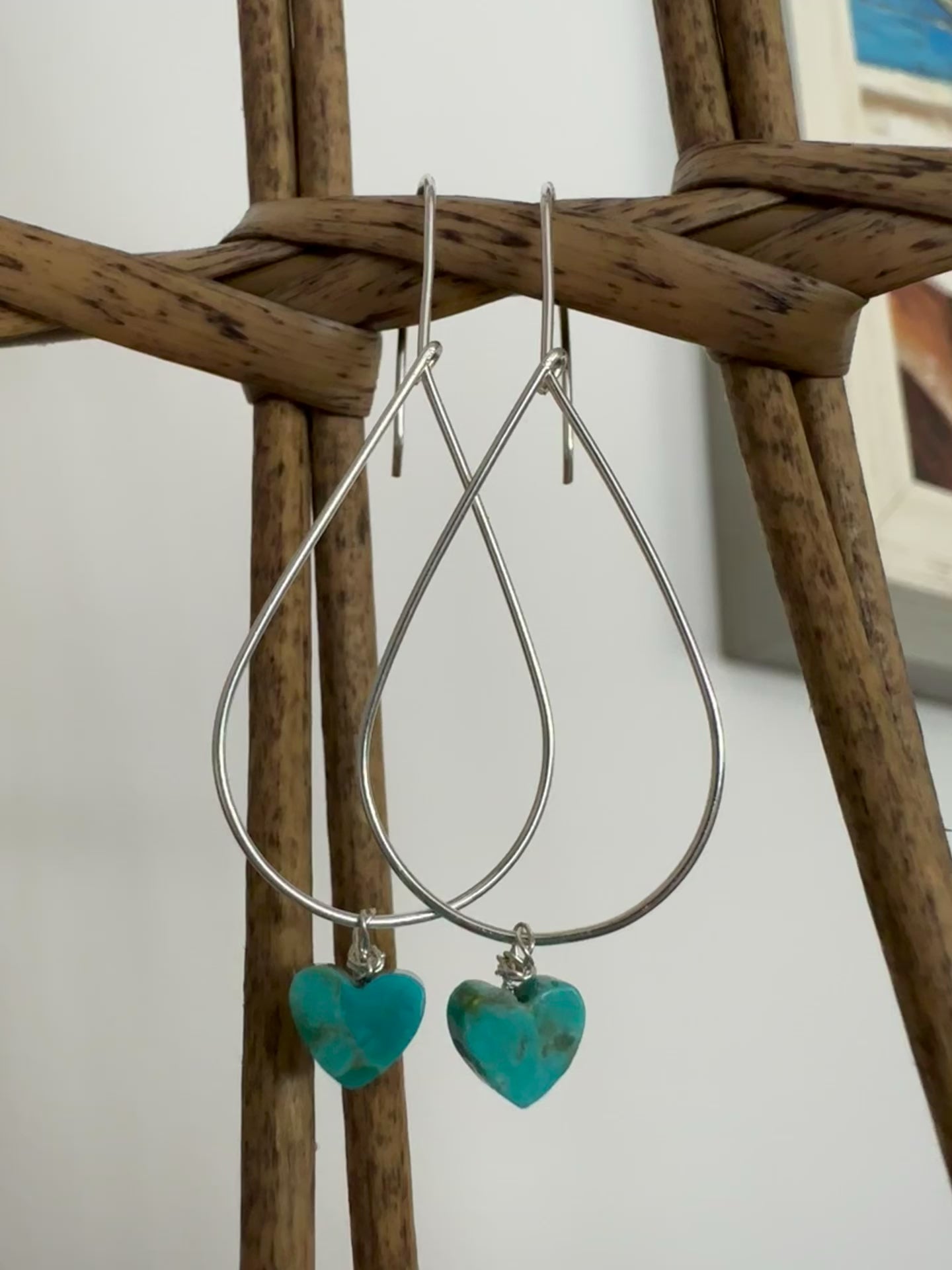 Turquoise Heart Earrings-Teardrop Earring