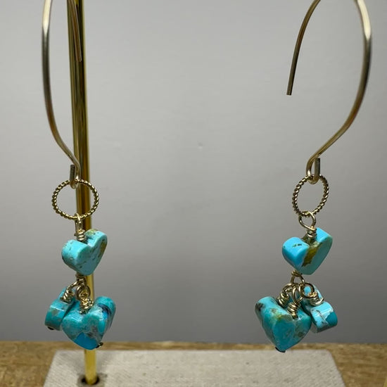 Turquoise Heart Dangle Earrings