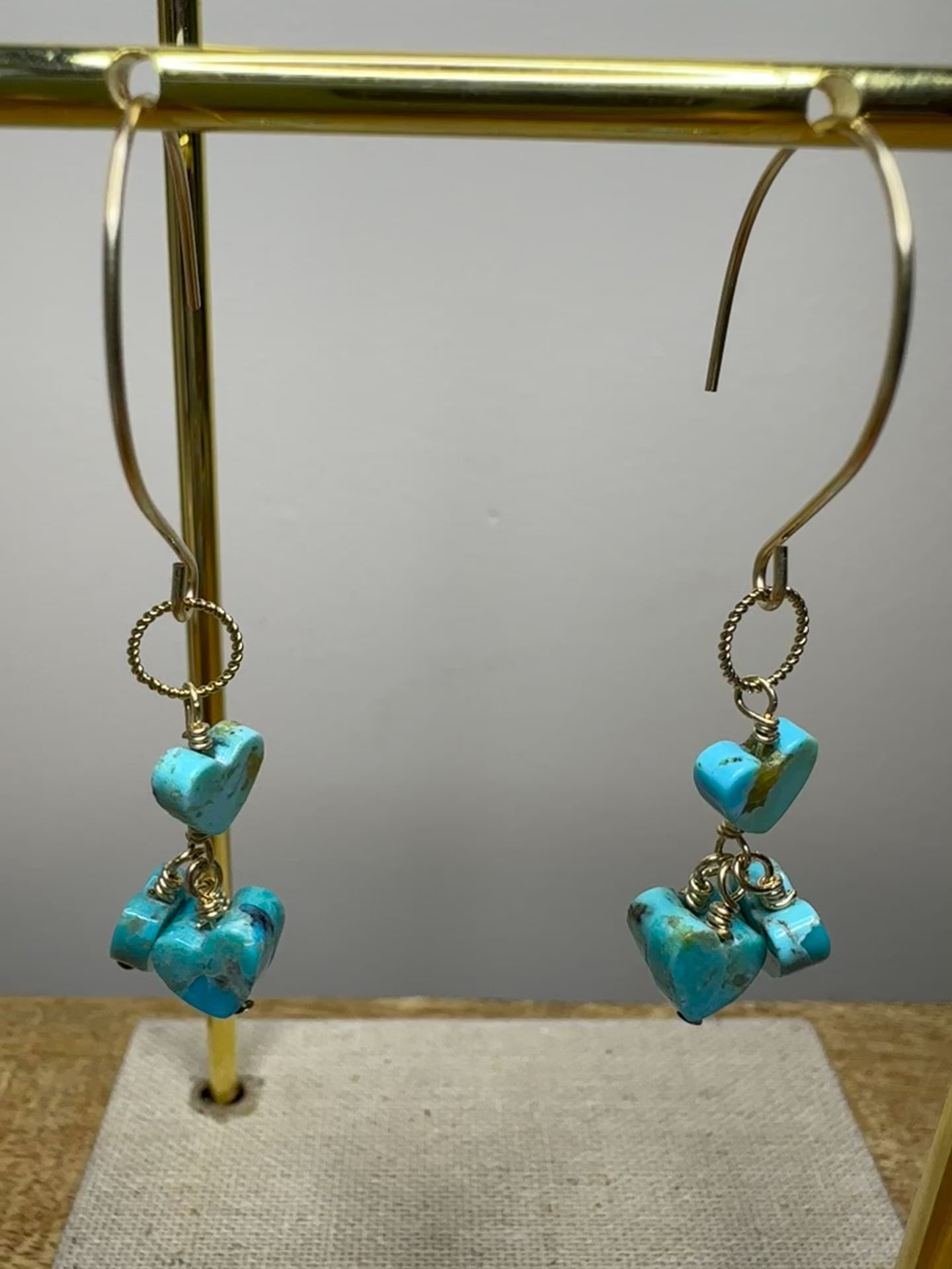 Turquoise Heart Dangle Earrings