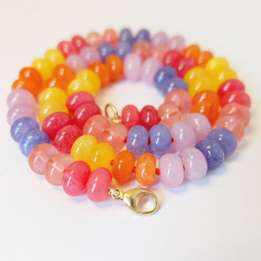 Bright rainbow candy necklace in a swirl 