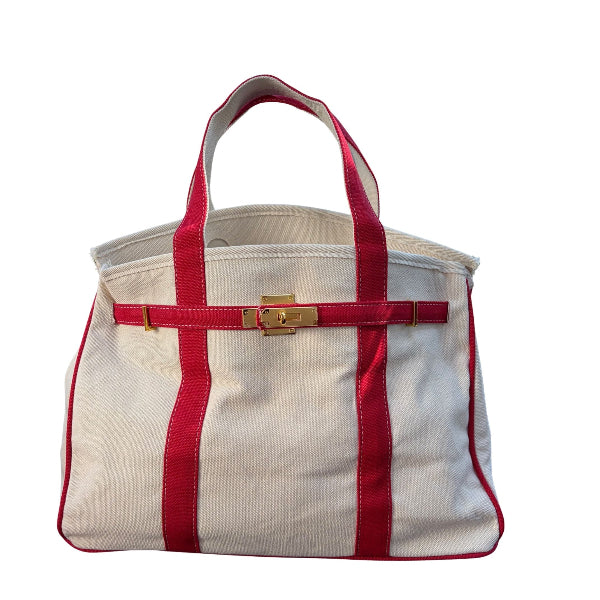 Red Boatkin bag open on a white background