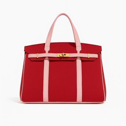 Red and pink Boatkin tote front showing the front on a white background
