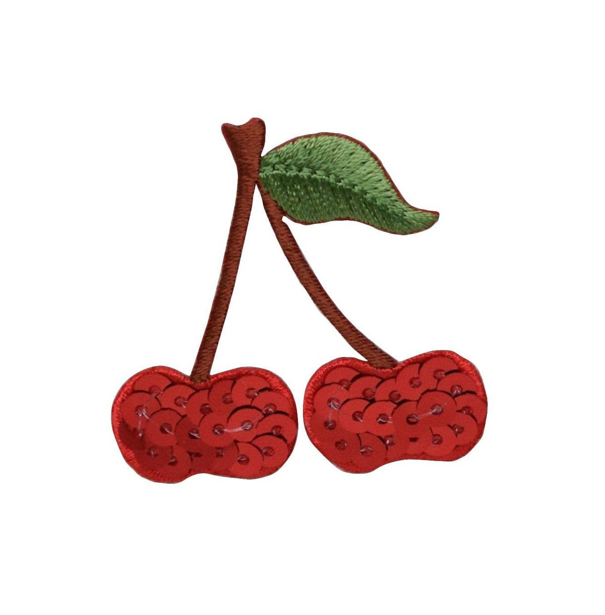 Red sequin cherries iron-on patch