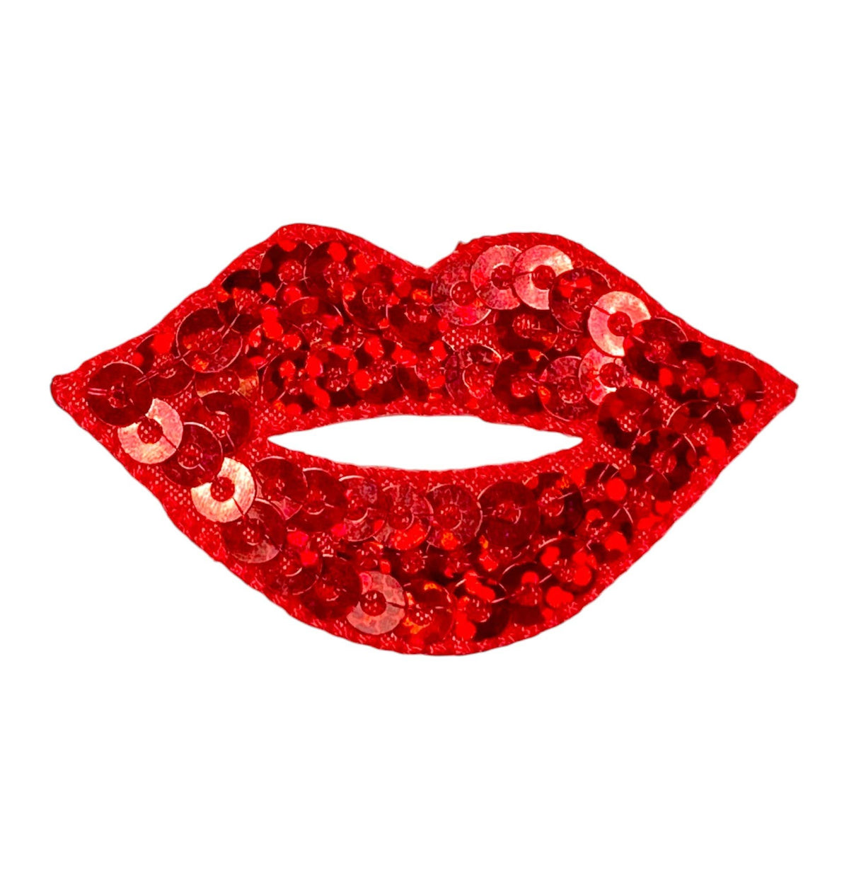 Red sequin lips iron-on patch