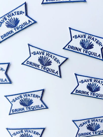 Save Water Drink Tequila embroidered iron-on patch, view 4