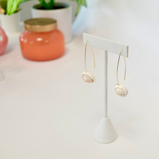 Sea shell threader earrings with natural shells on 14K gold-filled wire