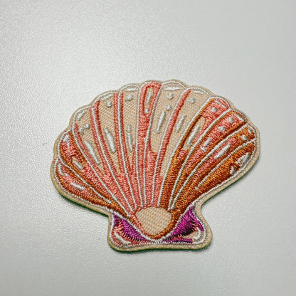 Seashell embroidered iron-on patch
