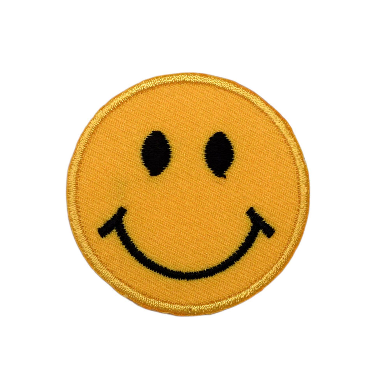 Small smiley face embroidered iron-on patch