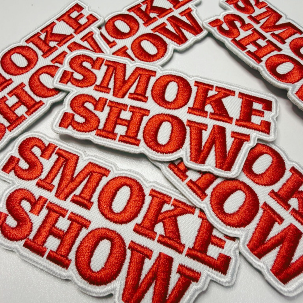 Smoke Show embroidered iron-on patch