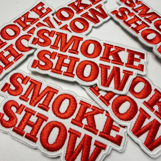 Smoke Show embroidered iron-on patch