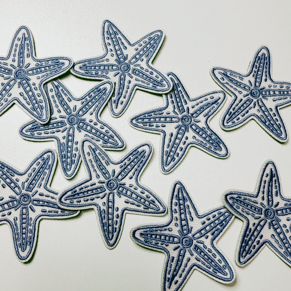 Starfish embroidered iron-on patch