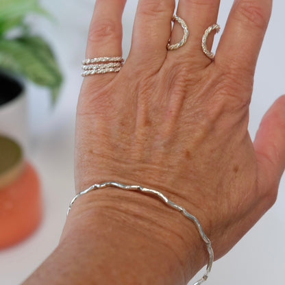 Sterling silver twisted ring, view 3
