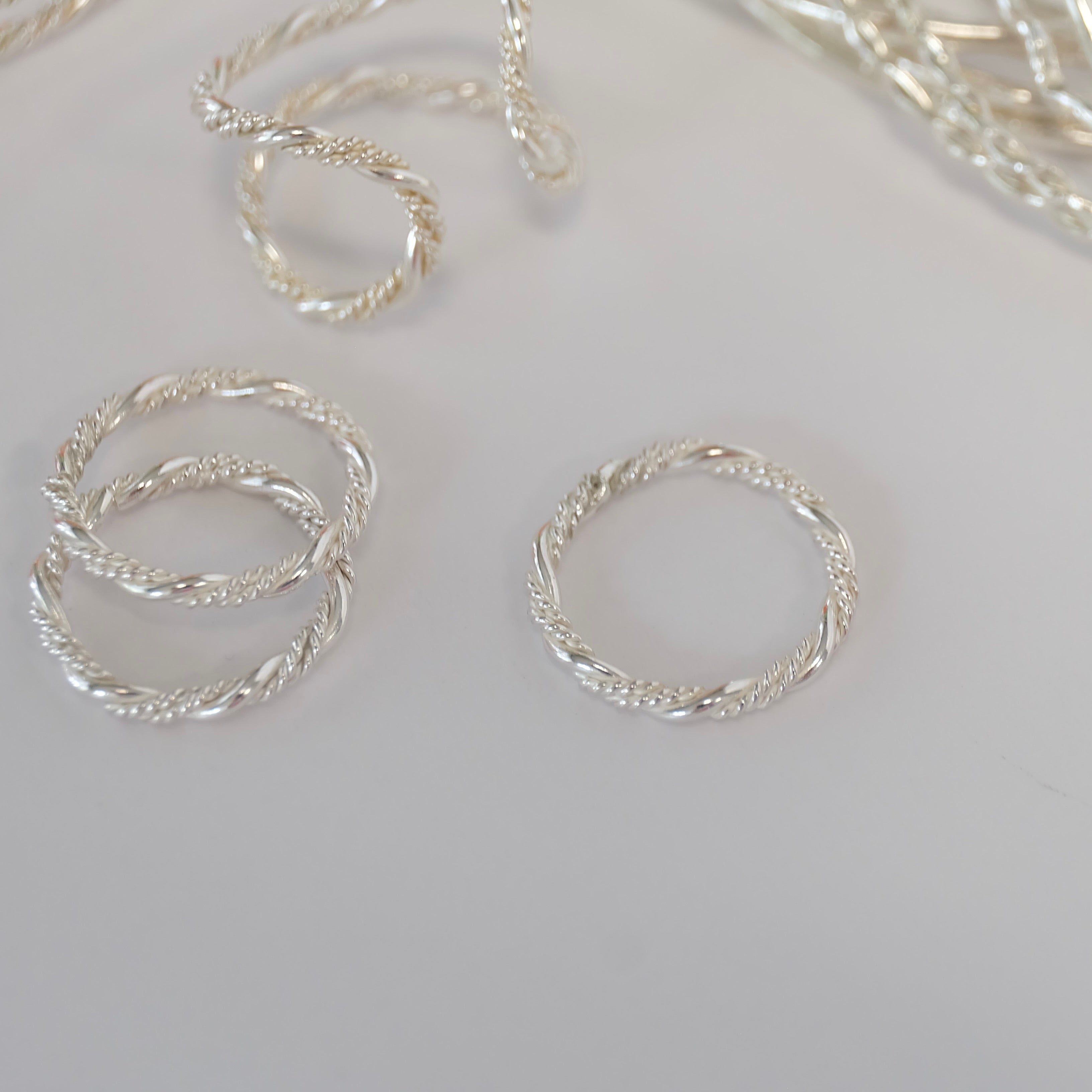 Sterling silver twisted ring with a spiral design