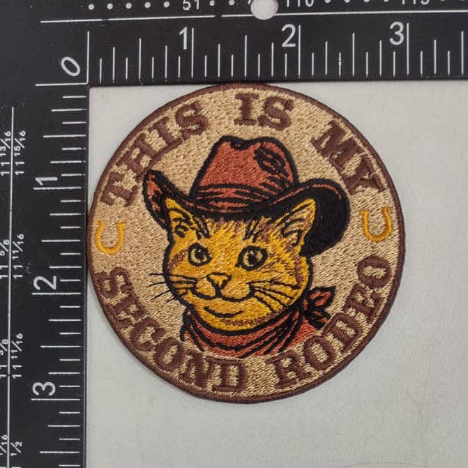 This Is My Second Rodeo funny Western cat iron-on patch