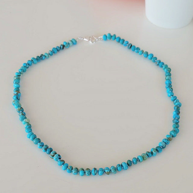 turquoise bead necklace silver