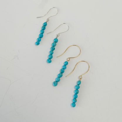 Turqouise dangle earrings in sterling silver and 14k gold